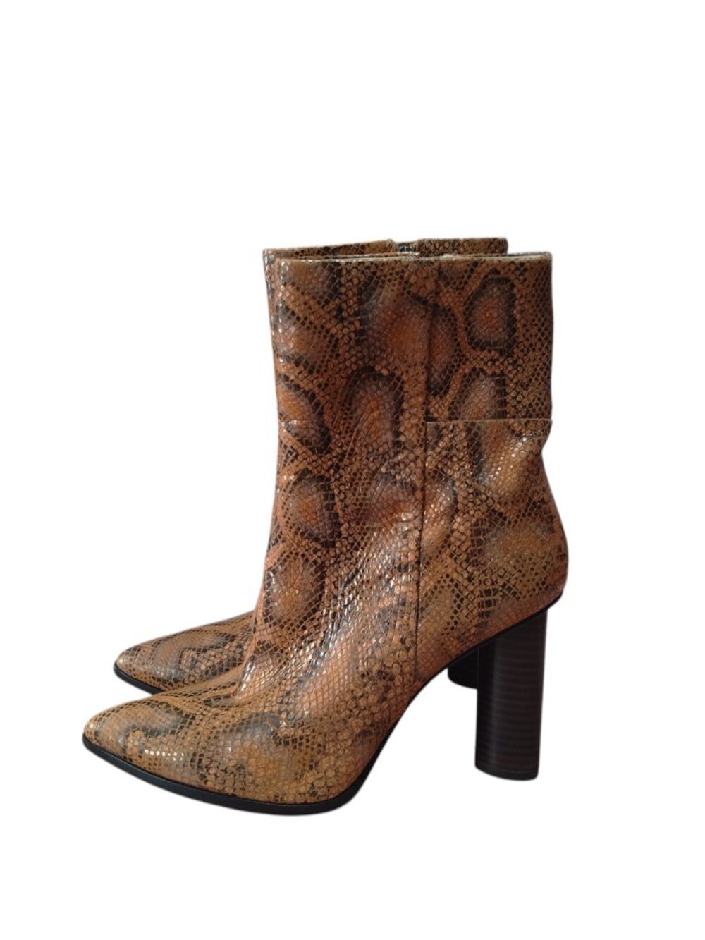 PAIGE Kaylee Women's Size 10 Snakeskin Heeled Over The Ankle Boots Zip Up